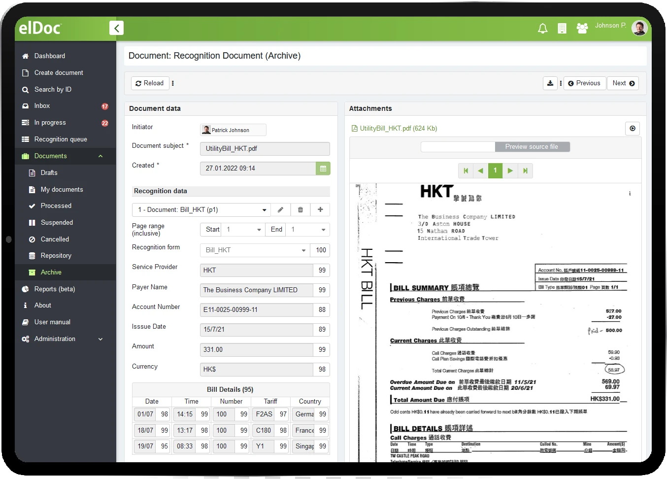 elDoc-UtilityBill-HKT